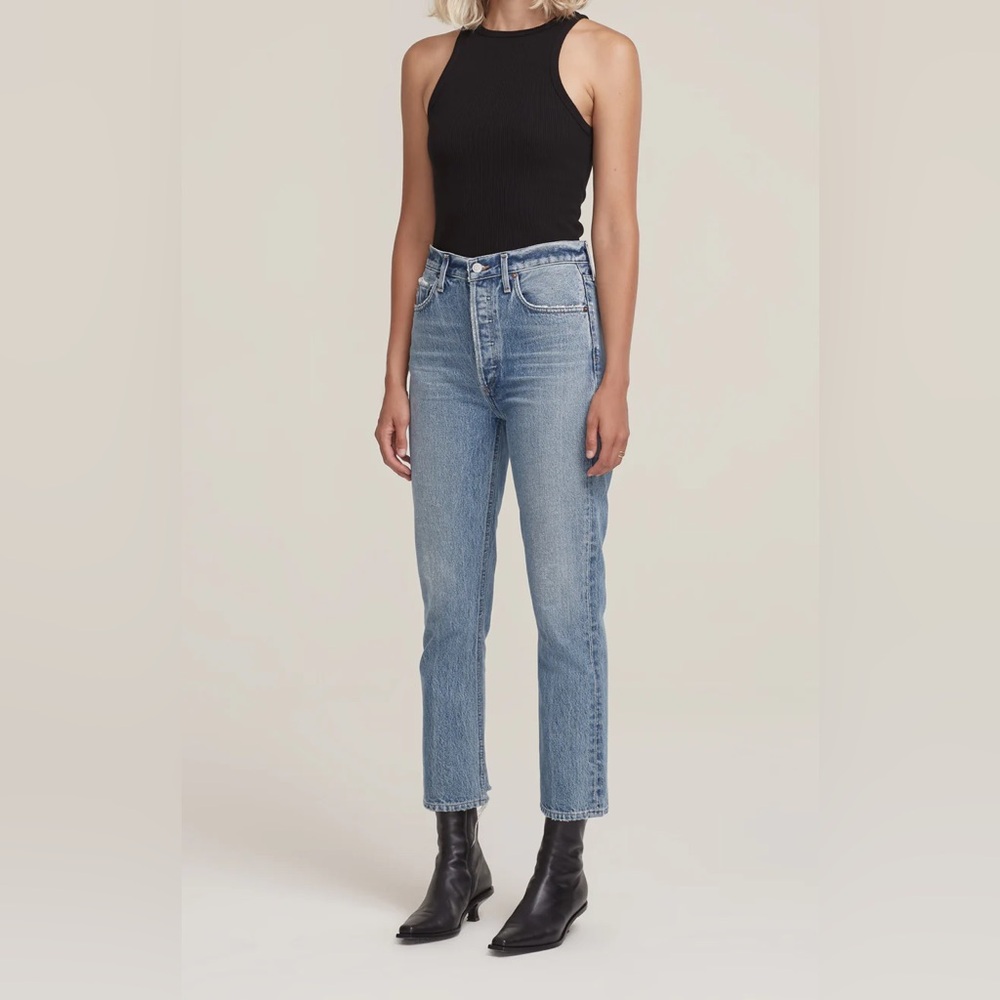 🆕 AGOLDE Riley High Rise Straight Cropped Jeans in Emulsion Size 27 A056B-1206